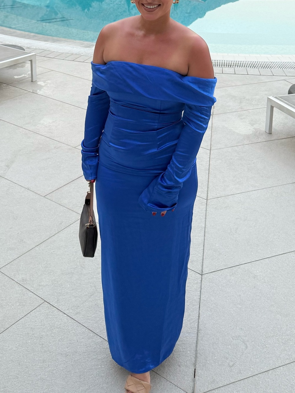 Off-Shoulder Royal Blue Long Dress!